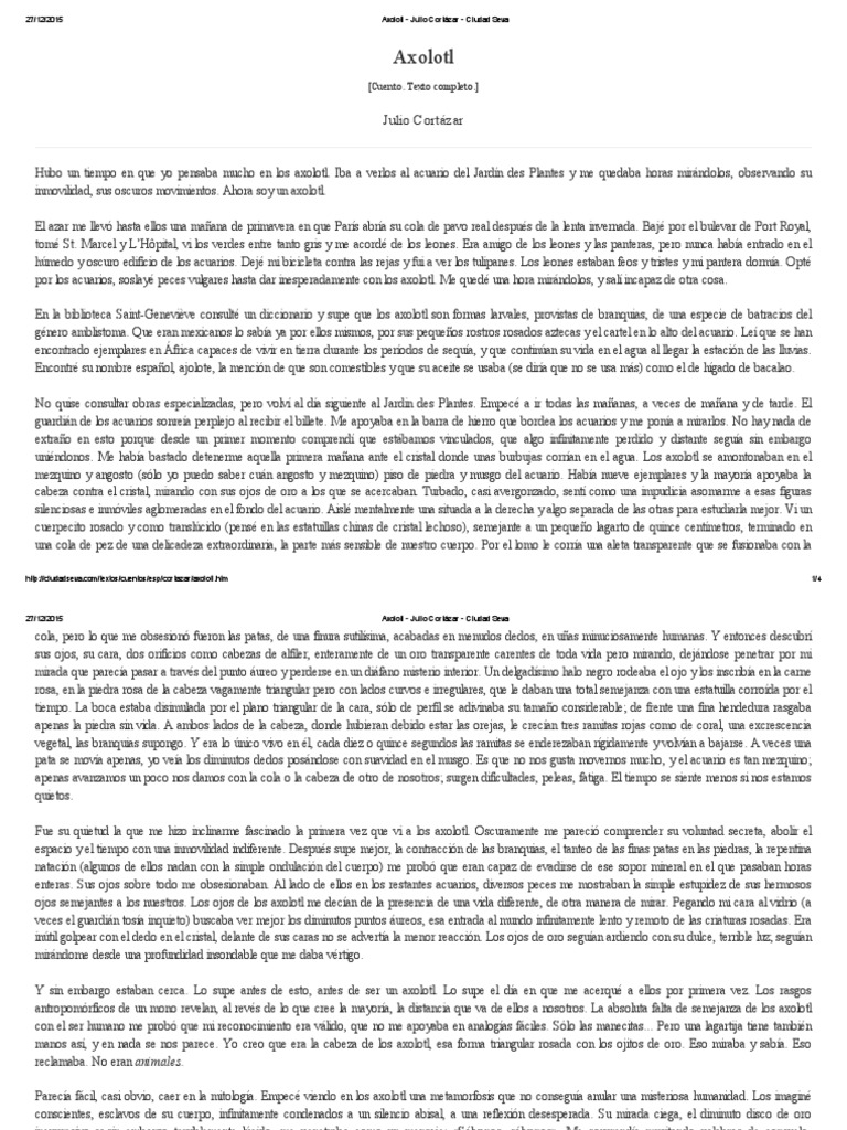 cuento axolotl julio cortazar pdf