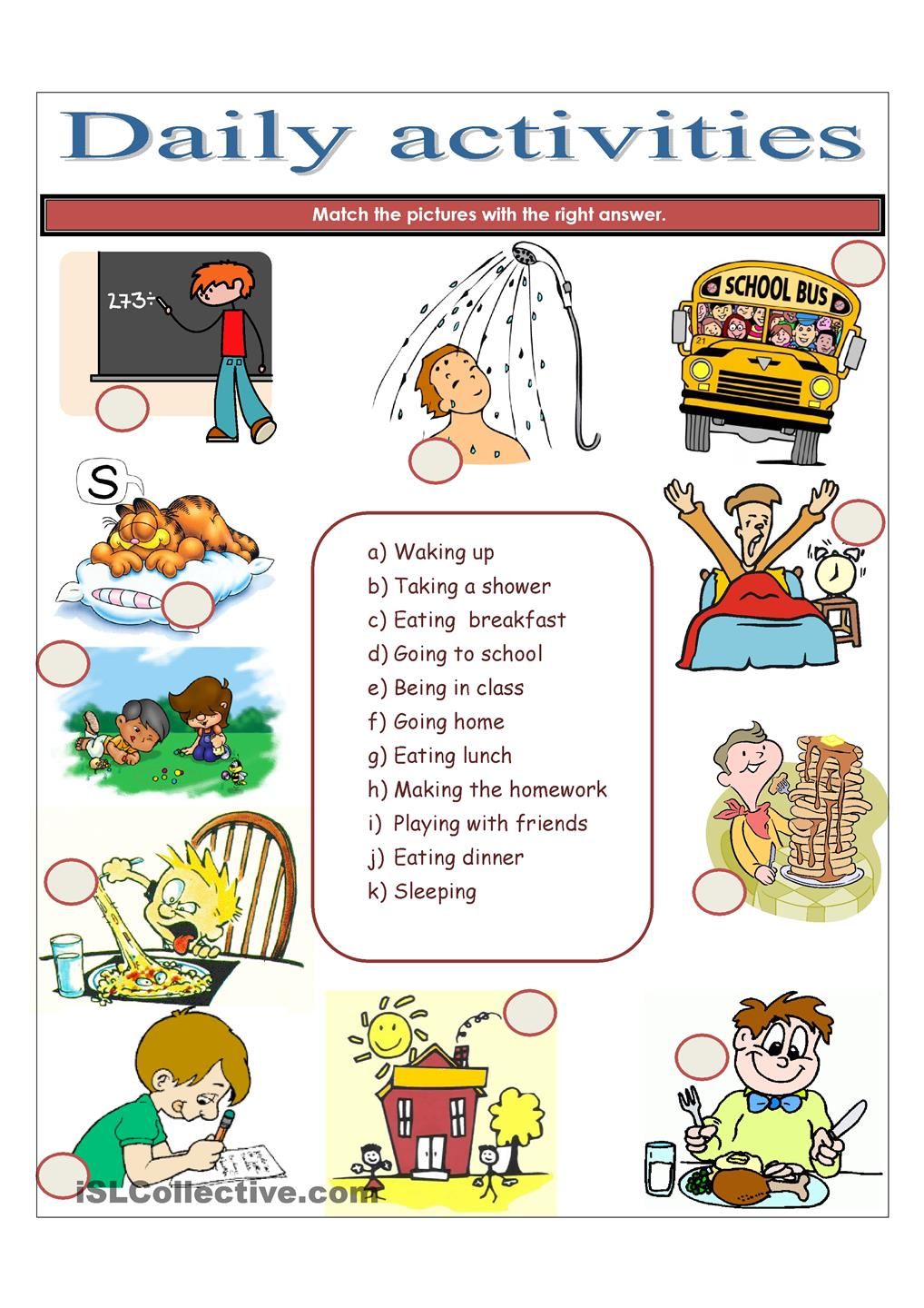 daily routine exercises elementary pdf