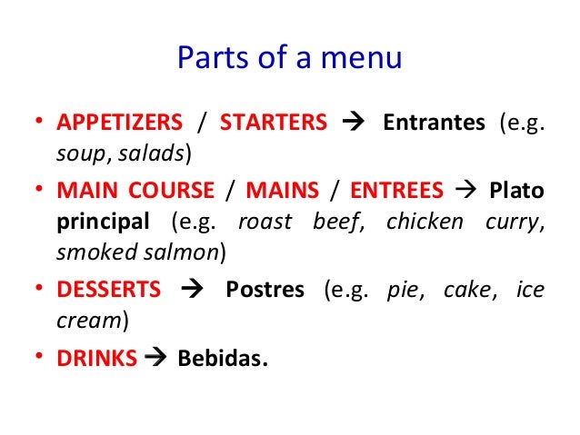a restaurant menu exercises pdf