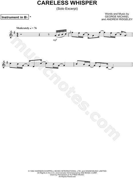 careless whisper sheet music pdf